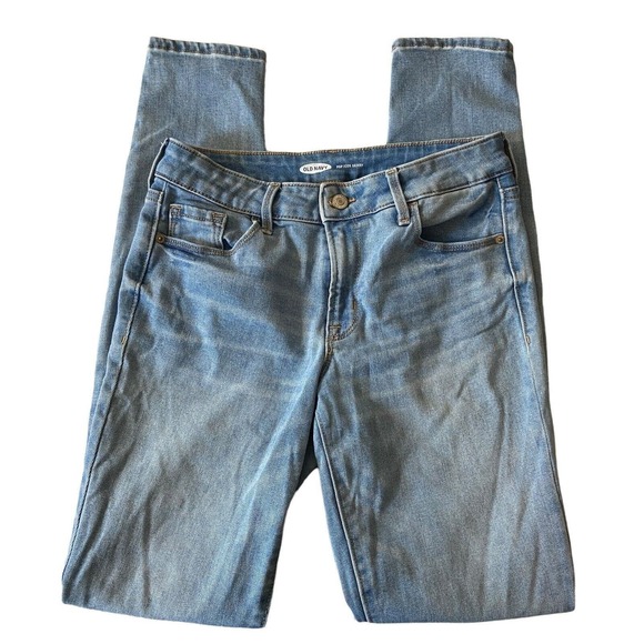 Old Navy Pop Icon Skinny Jeans Women Size 4 Long Blue Light Wash‎ Distressed W28 - Picture 1 of 12